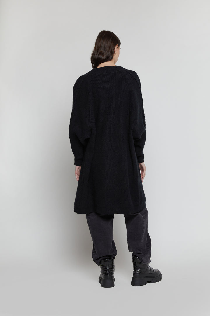 OPEN FRONT CARDIGAN in Black — alternate angle