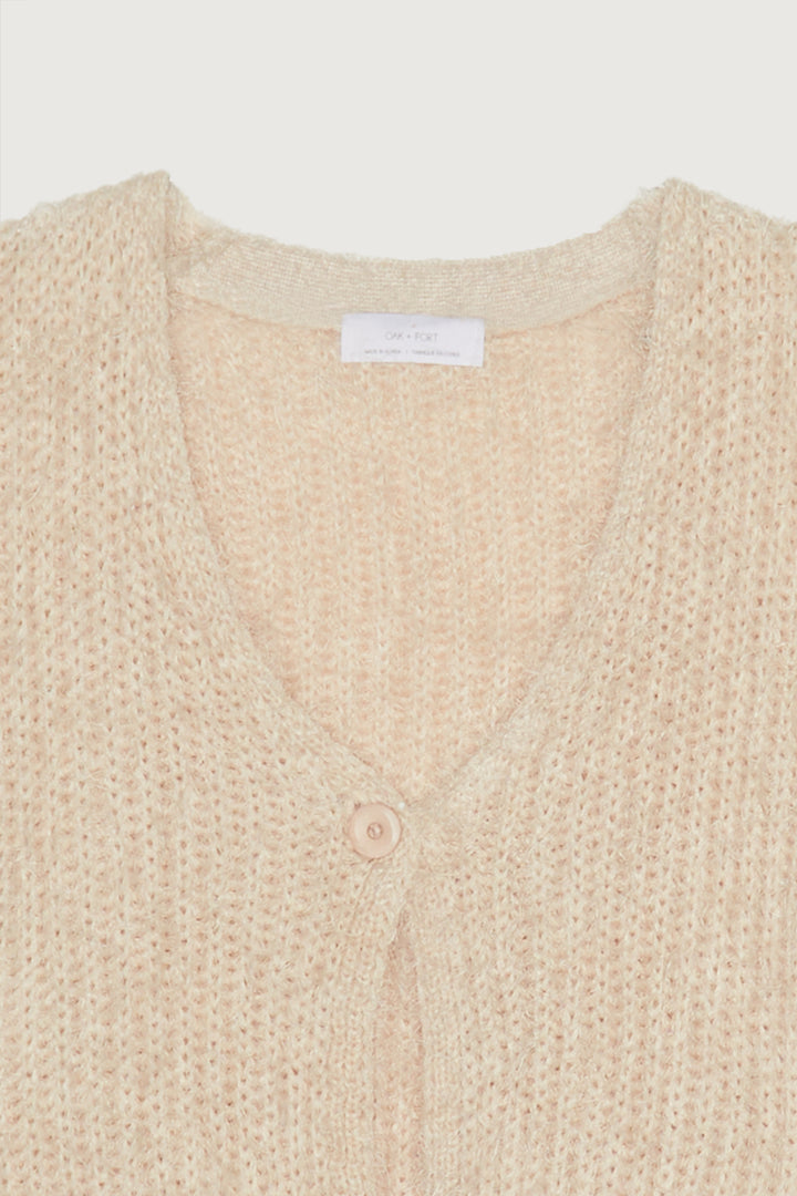 SINGLE BUTTON CARDIGAN in Beige — alternate angle