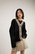 Oversized varsity button up cardigan in black birch — main image