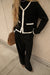 Contrast trim button up cardigan in black cream — main image