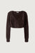 Cropped fuzzy cardigan in coffee bean — main image
