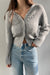 Cable knit cardigan with pearl buttons in medium heather grey — main image
