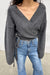 Cropped wrap cardigan in heather asphalt — main image