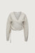 Cropped wrap cardigan in heather oatmeal — main image