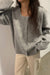 Square neck cardigan in dark heather grey — main image