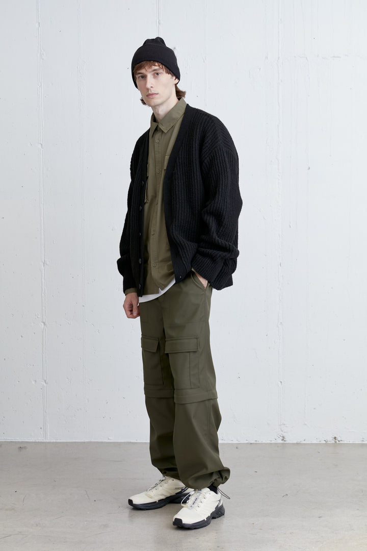 RIB-KNIT CARDIGAN in Black — alternate angle