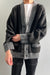 Contrast rib button up cardigan in black heather asphalt — main image