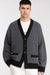 Contrast rib button up cardigan in heather asphalt black — main image