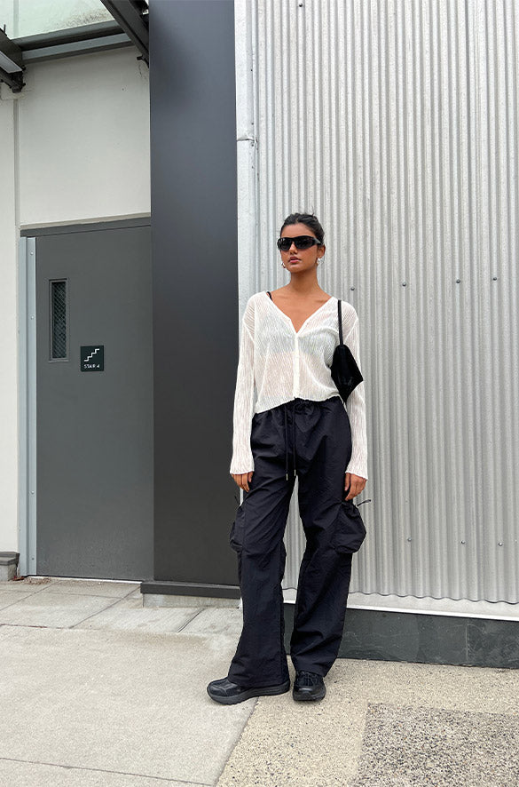 SHEER CARDIGAN in Ivory — alternate angle