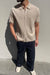 Short sleeve button up sweater in oatmeal — main image