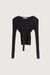Ribbed cardigan with tie in black — main image