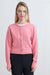 Cardigan with heart buttons in pink carnation — main image