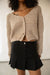 Cropped chenille knit cardigan in mocha meringue — main image
