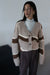 Intarsia knit cardigan in mocha meringue intarsia — main image