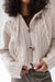 Cable knit hooded cardigan with toggle closure in oatmeal — main image