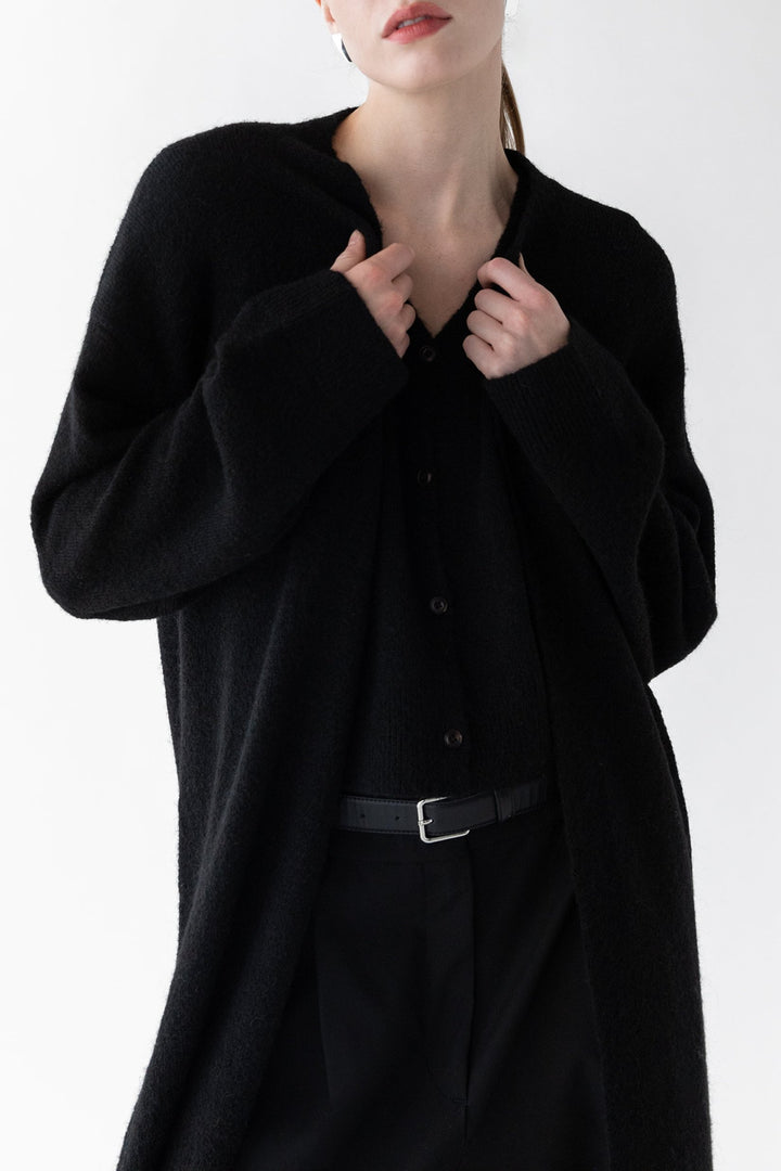 OPEN FRONT CARDIGAN in Black — alternate angle
