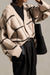 Oversized grid button front cardigan in birch black — main image