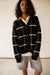 Oversized grid button front cardigan in black birch — main image