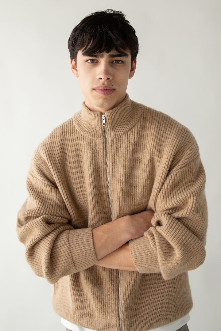 ZIP UP CARDIGAN in AFFOGAT — alternate angle