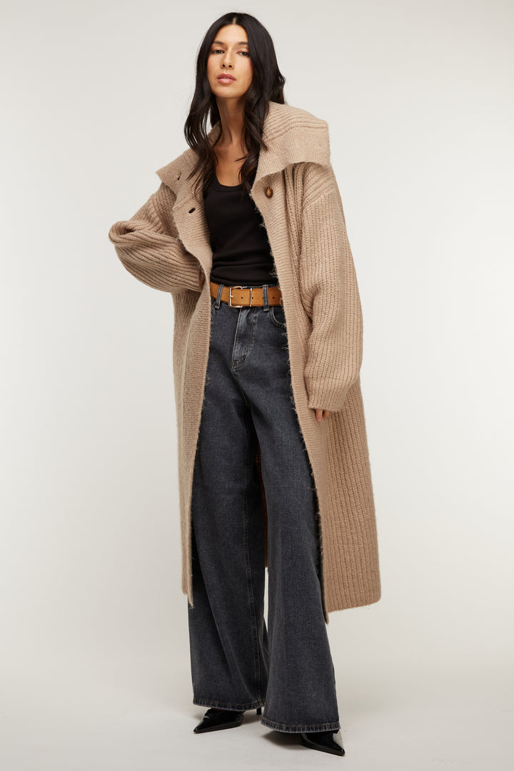 MAXI LENGTH CARDIGAN in Simply Taupe — alternate angle