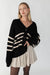 Striped button front cardigan in black birch — main image