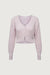Ribbed button-front cropped cardigan in lilac — main image