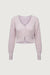 Ribbed button-front cropped cardigan in lilac — main image