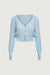Cropped lightweight button front cardigan in breeze blue — main image