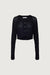 Cropped ribbed cardigan in black — main image