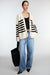 Striped button front cardigan in cream black — main image
