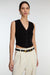 Button front knit vest in black — main image