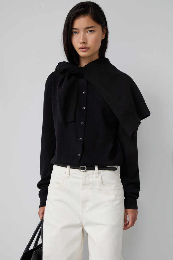 BUTTON UP CARDIGAN in Black — alternate angle