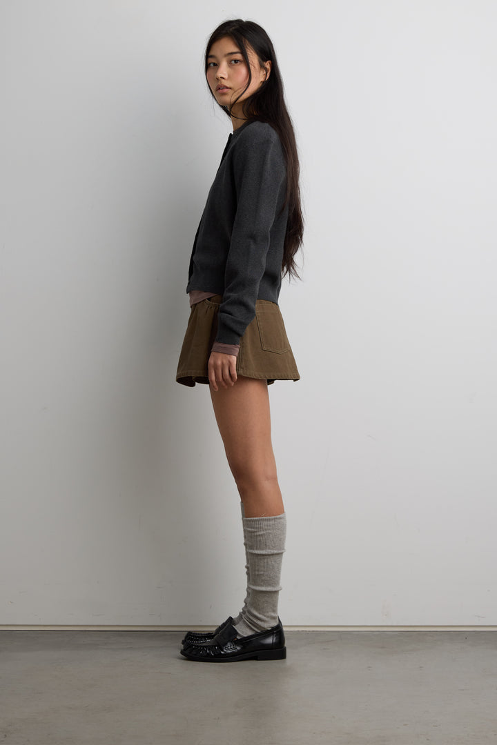 BUTTON UP CARDIGAN in Charcoal — alternate angle