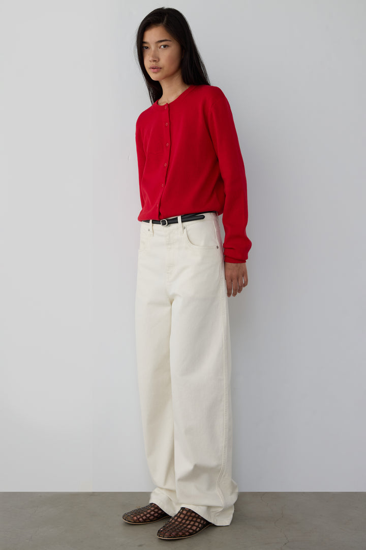 BUTTON UP CARDIGAN in Cherry — alternate angle