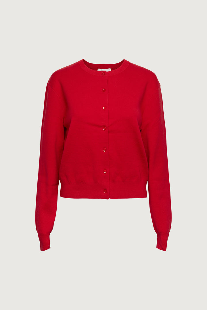 BUTTON UP CARDIGAN in Cherry — alternate angle