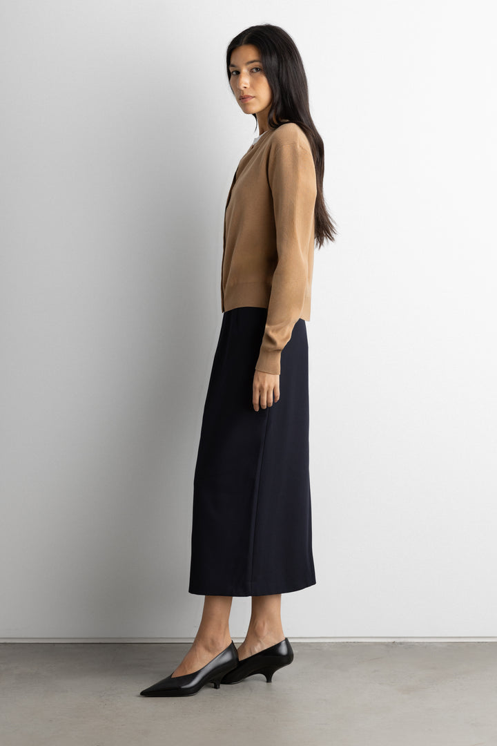 BUTTON UP CARDIGAN in Dark Beige — alternate angle