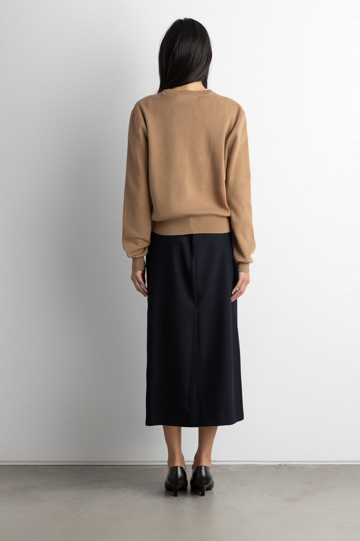 BUTTON UP CARDIGAN in Dark Beige — alternate angle