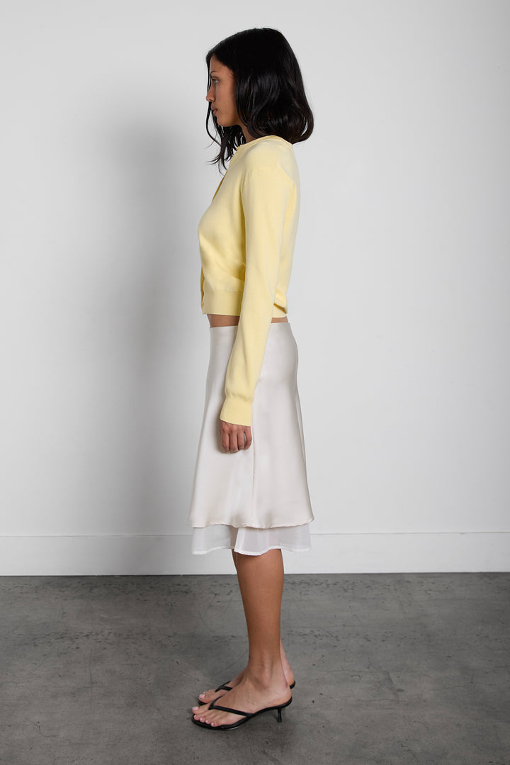 BUTTON UP CARDIGAN in Flan — alternate angle