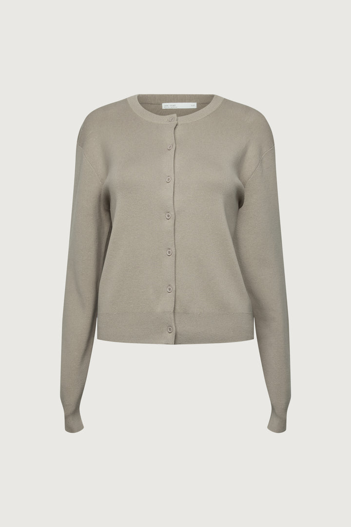 BUTTON UP CARDIGAN in Taupe — alternate angle
