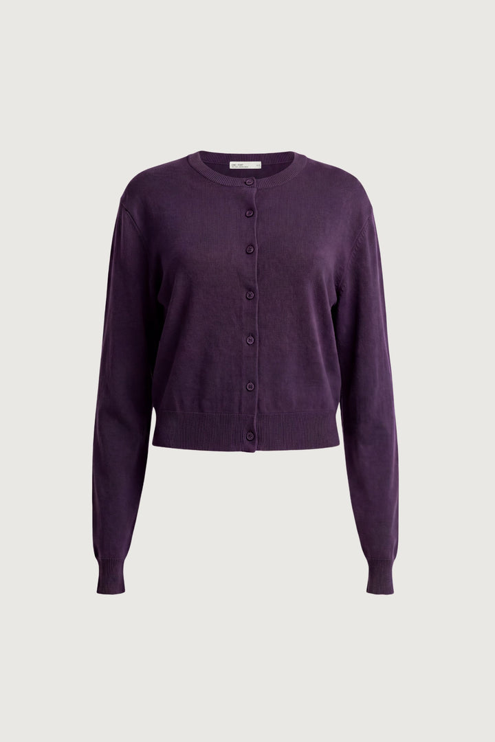 BUTTON UP CARDIGAN in Purple Orchid — alternate angle