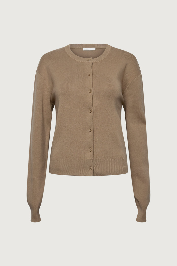 BUTTON UP CARDIGAN in Taupe — alternate angle