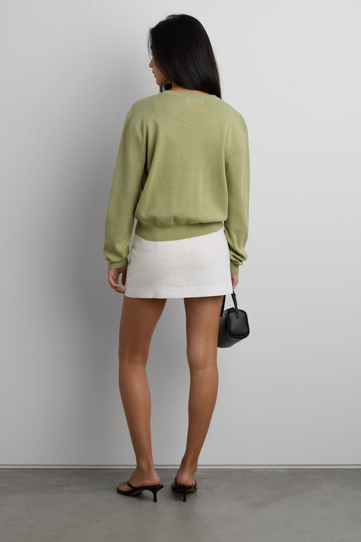 BUTTON UP CARDIGAN in Tea — alternate angle