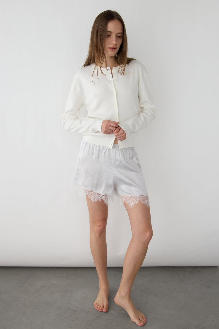 BUTTON UP CARDIGAN in White — alternate angle