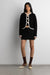 Contrast trim open front sweater in black cream — main image