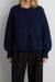 Raglan sleeve button front cardigan in evening blue — main image