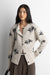 Floral jacquard wool blend cardigan in light heather oatmeal — main image