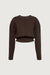 Cinched waist button front cardigan in coffee bean — main image
