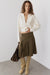 Cinched waist button front cardigan in cream — main image