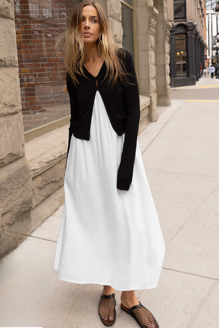 CROPPED LONG SLEEVE CARDIGAN in Black — alternate angle