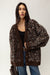 Oversized leopard print cardigan in brown print — main image
